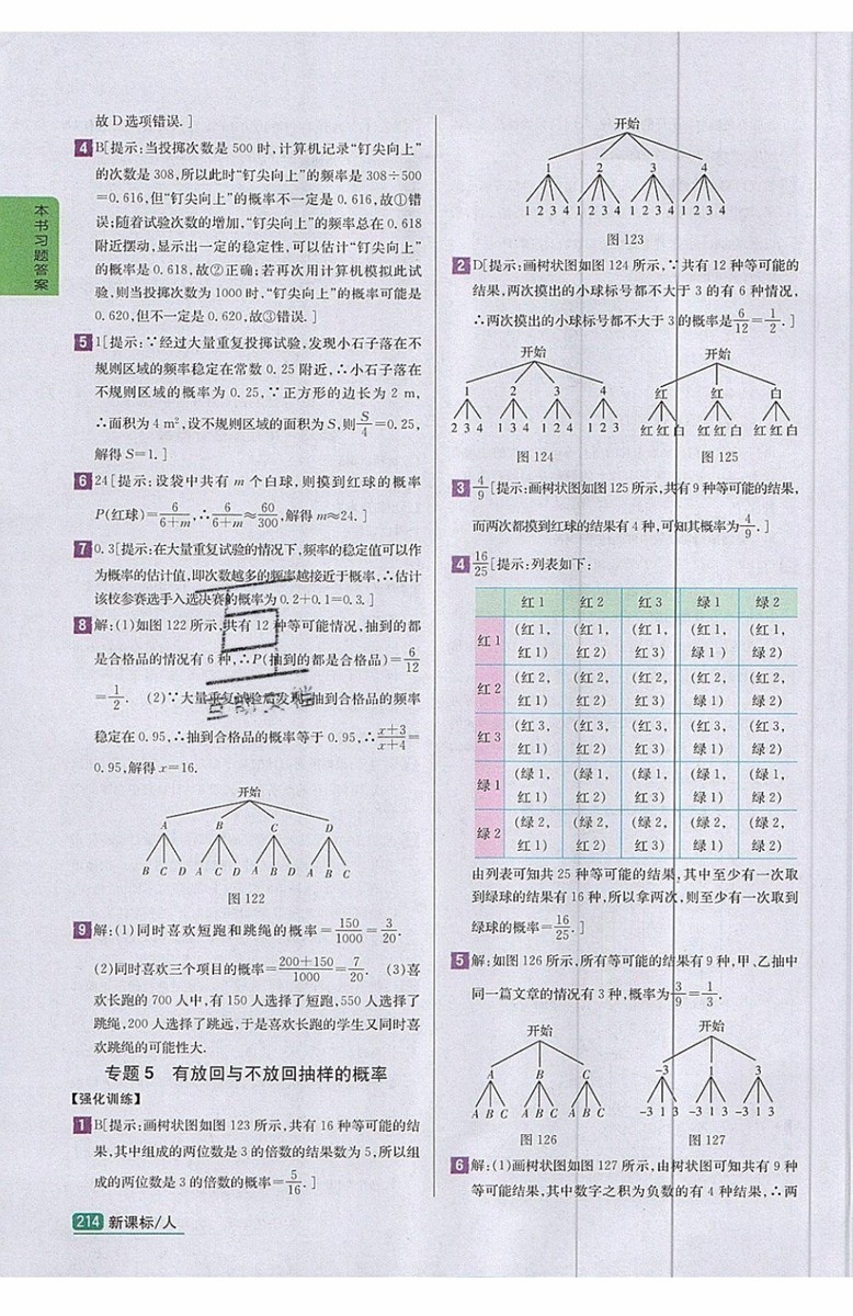 2019年尖子生學(xué)案九年級(jí)上冊(cè)數(shù)學(xué)新課標(biāo)人教版參考答案