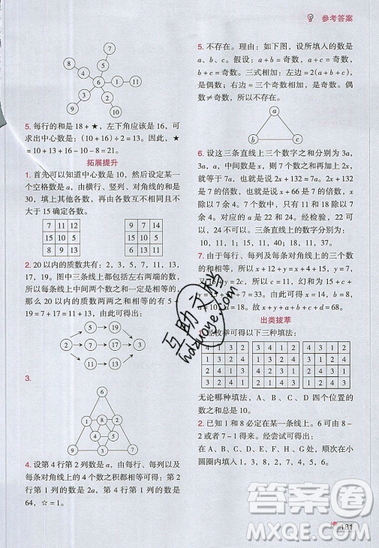 全腦訓練2019小學數(shù)學培優(yōu)必刷1000題四年級參考答案