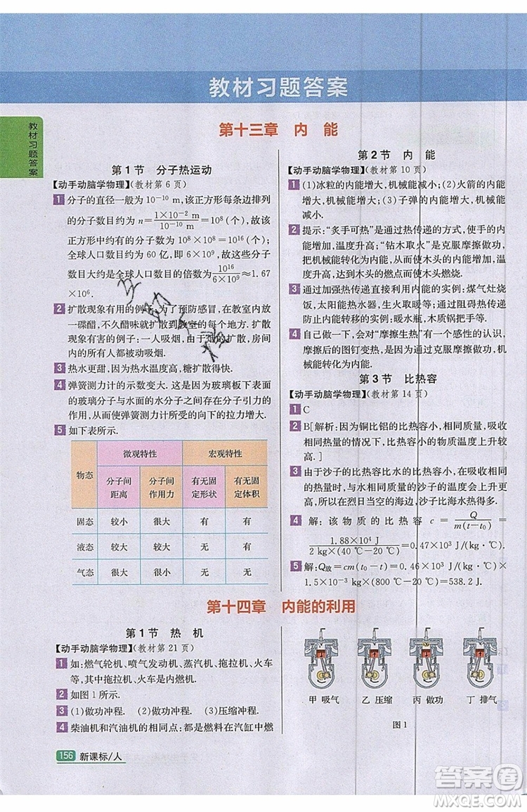 2019年尖子生學(xué)案物理九年級(jí)上冊(cè)新課標(biāo)人教版參考答案