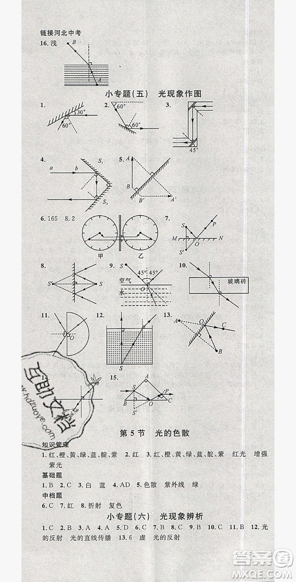 2019名校課堂八年級(jí)物理上冊(cè)人教版河北專版答案