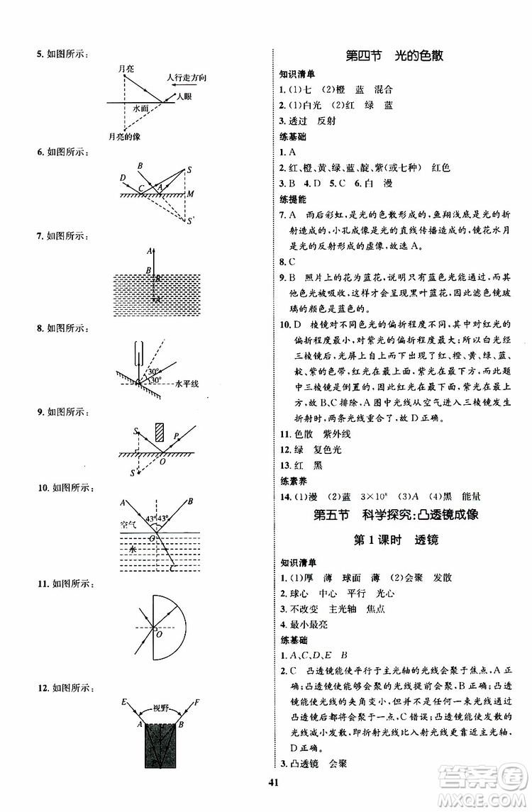 2019年初中同步學考優(yōu)化設(shè)計物理八年級上冊HK滬科版參考答案