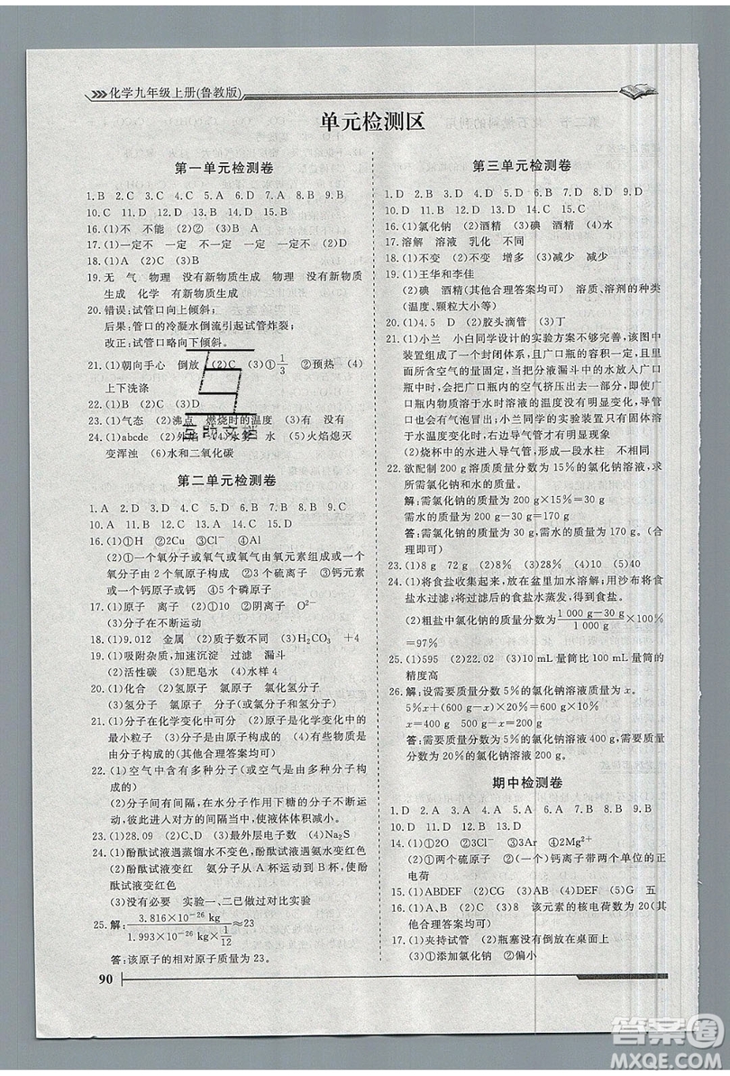 2019標(biāo)準(zhǔn)課堂作業(yè)九年級化學(xué)上冊魯教版答案