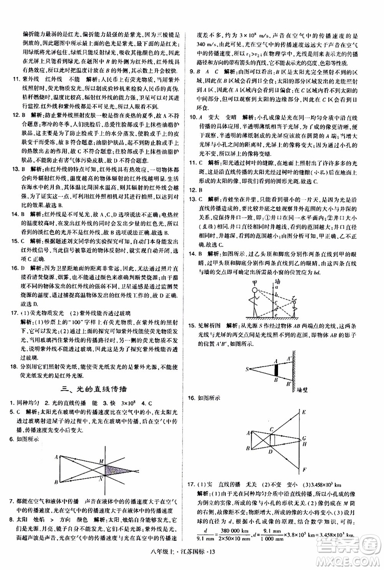 經(jīng)綸學(xué)典2019年學(xué)霸題中題八年級上冊物理江蘇國標(biāo)修訂版參考答案