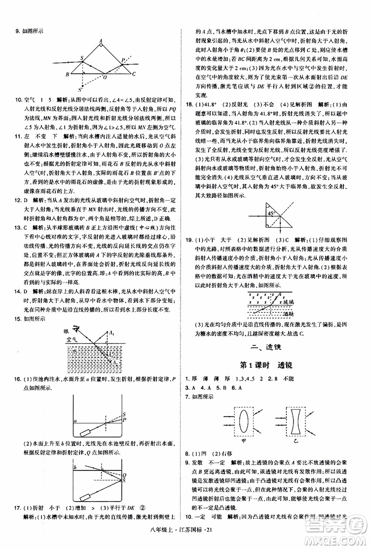 經(jīng)綸學(xué)典2019年學(xué)霸題中題八年級上冊物理江蘇國標(biāo)修訂版參考答案