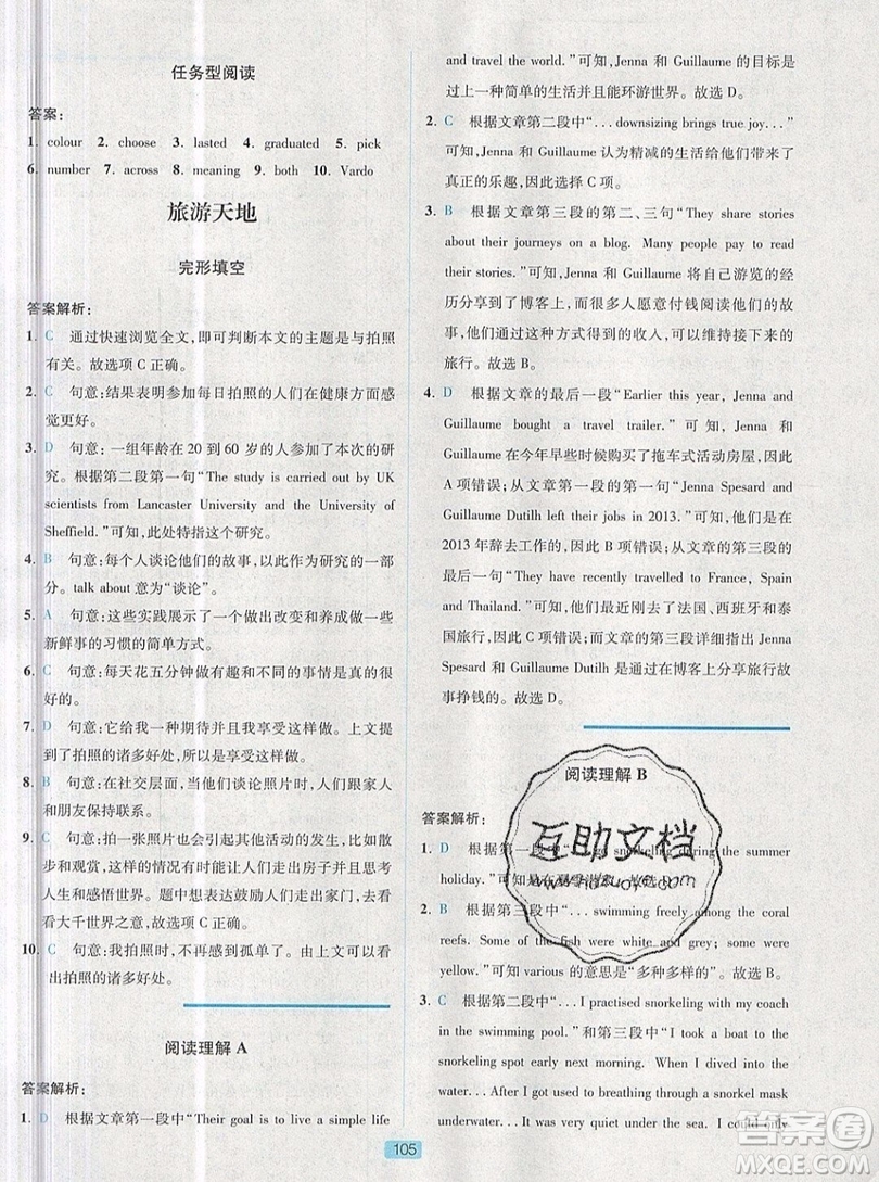 江蘇人民出版社2019點津英語天天練英語時文閱讀8年級第四輯參考答案