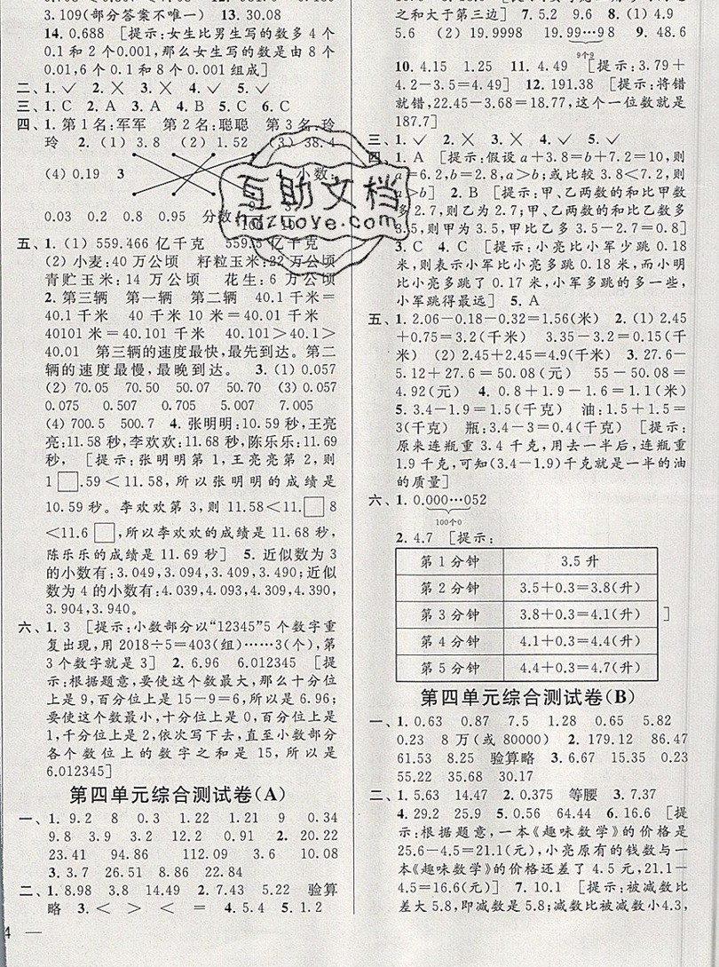 2019新版亮點(diǎn)給力大試卷五年級(jí)上冊(cè)數(shù)學(xué)蘇教版答案