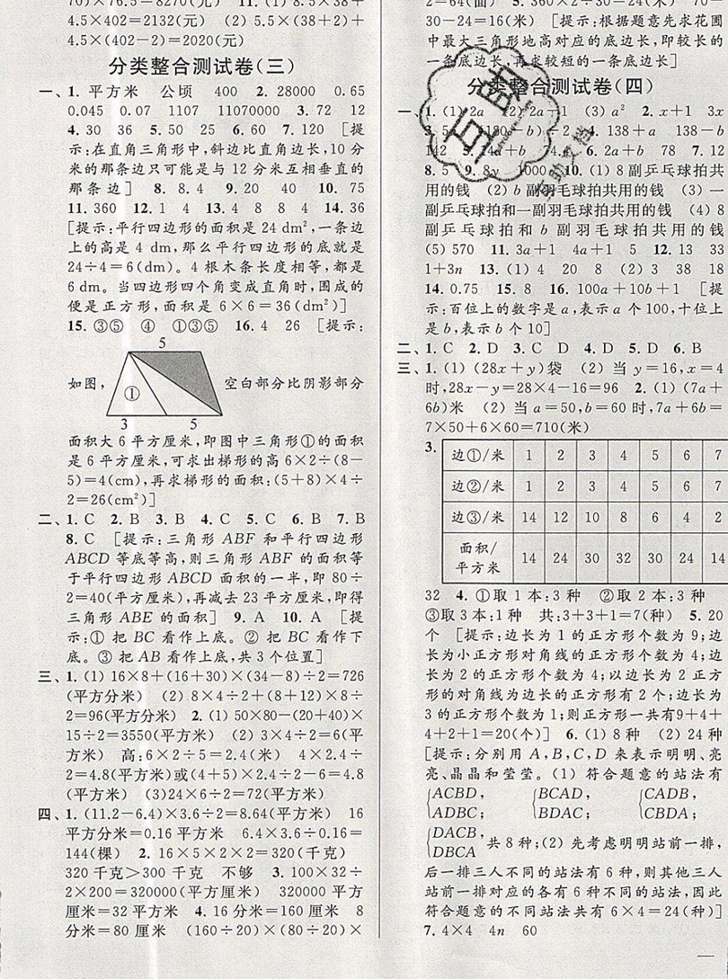 2019新版亮點(diǎn)給力大試卷五年級(jí)上冊(cè)數(shù)學(xué)蘇教版答案