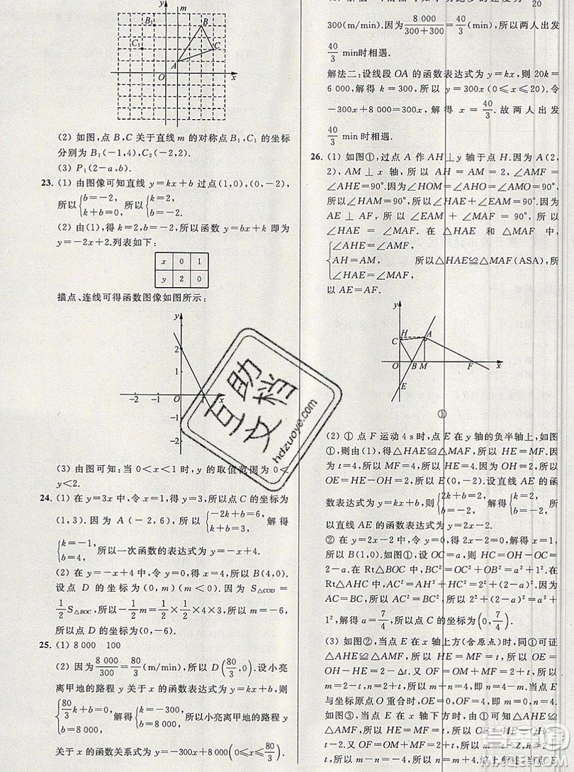 2019年秋亮點(diǎn)給力大試卷八年級上冊數(shù)學(xué)蘇教版答案