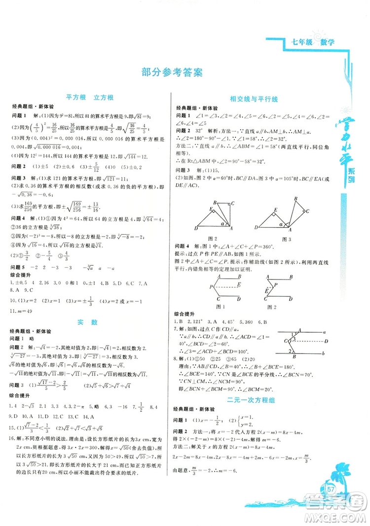 北京教育出版社2019快樂假期暑假七年級數(shù)學(xué)人教版答案