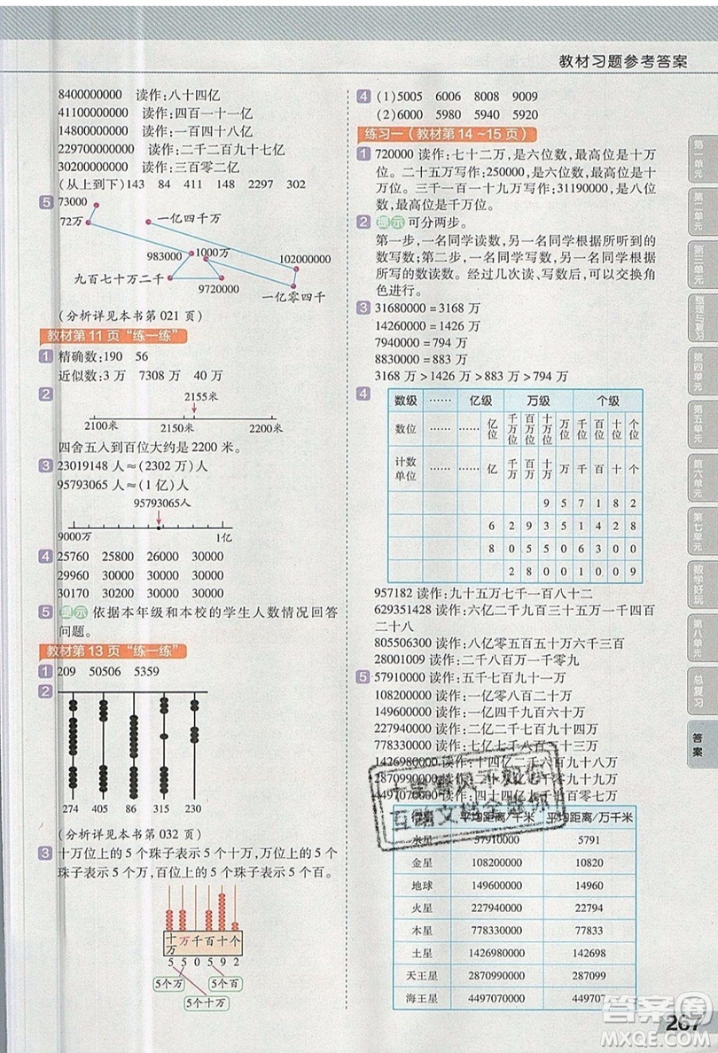 天星教育2019教材幫小學(xué)數(shù)學(xué)四年級(jí)上冊(cè)BSD北師大版參考答案