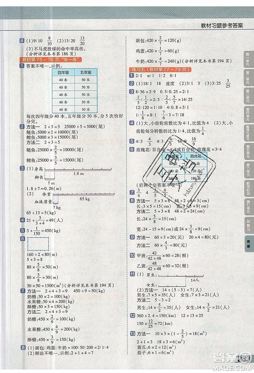 天星教育2019教材幫小學(xué)數(shù)學(xué)六年級上冊BSD北師大版參考答案