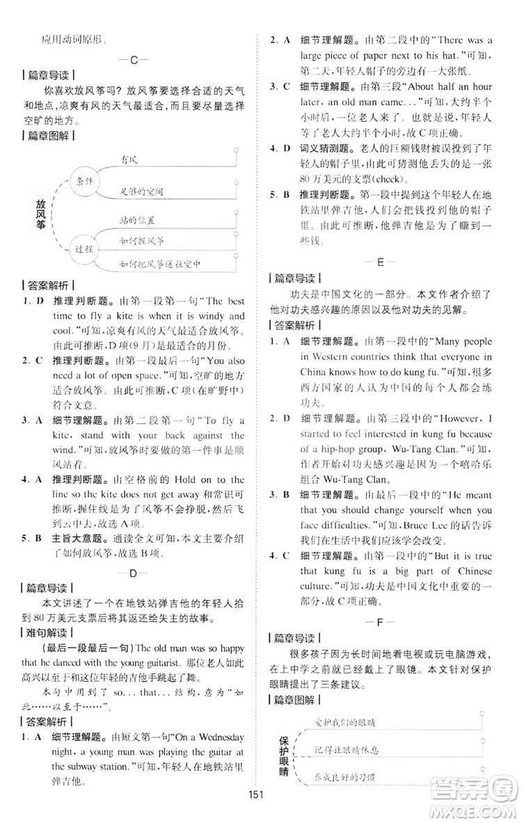 2019星火英語巔峰訓練完形填空與閱讀理解220篇七年級答案