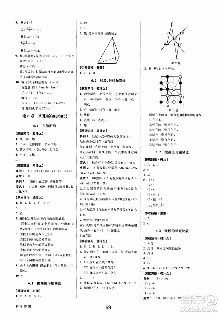 2019年數(shù)學(xué)初中新學(xué)案優(yōu)化與提高七年級(jí)上冊(cè)B參考答案