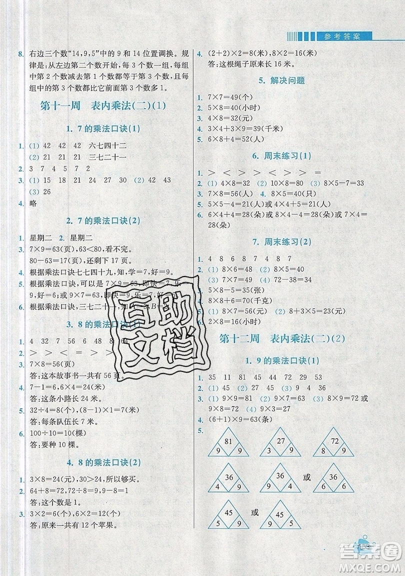 河海大學(xué)出版社2019小學(xué)同步奧數(shù)天天練二年級(jí)上冊(cè)RJ人教版參考答案