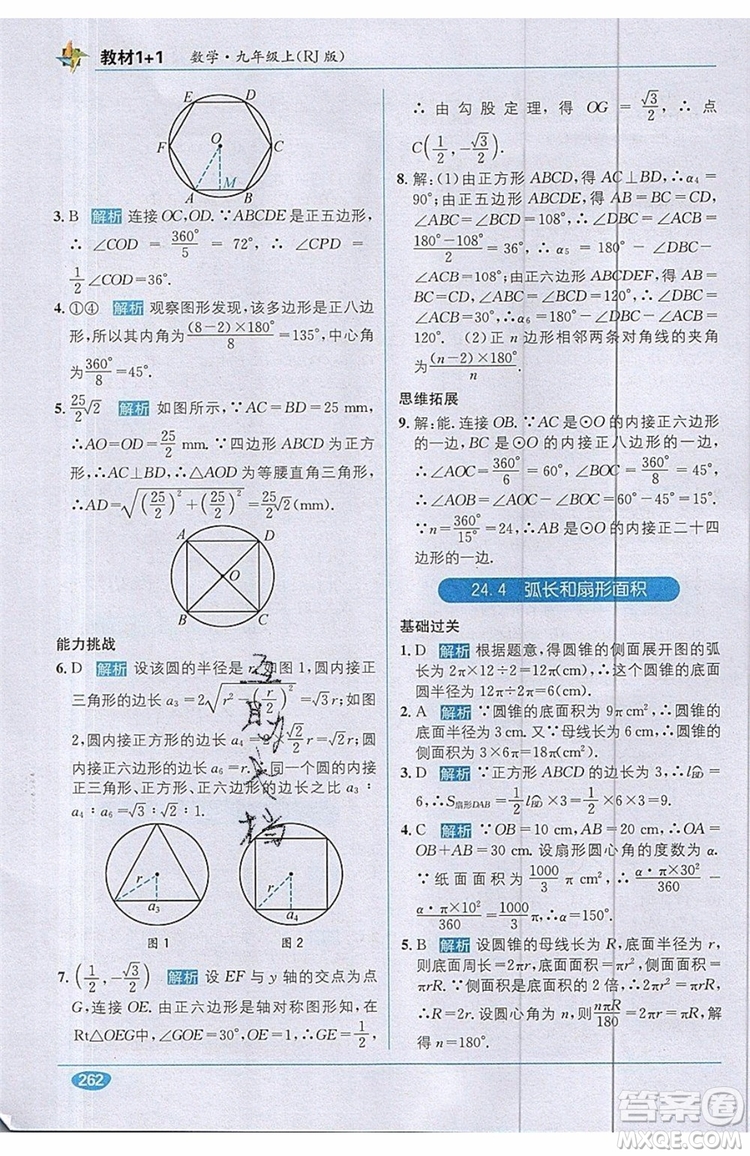 全能學(xué)練2019秋教材1+1優(yōu)化創(chuàng)新訓(xùn)練數(shù)學(xué)九年級上冊RJ版人教版參考答案