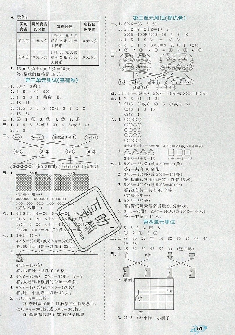 西安出版社小兒郎2019曲一線53全優(yōu)卷小學(xué)數(shù)學(xué)二年級(jí)上冊(cè)北師大BSD版答案