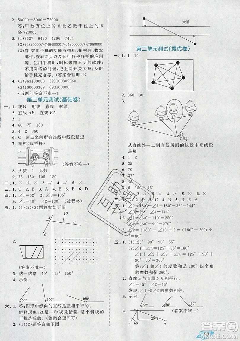 西安出版社小兒郎2019曲一線53全優(yōu)卷小學數(shù)學四年級上冊北師大BSD版答案