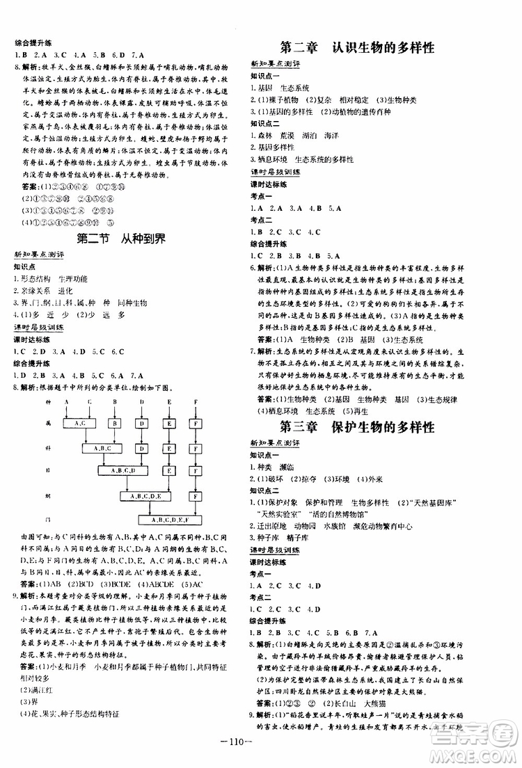 2020版導(dǎo)與練練案課時作業(yè)本八年級上冊生物人教版參考答案