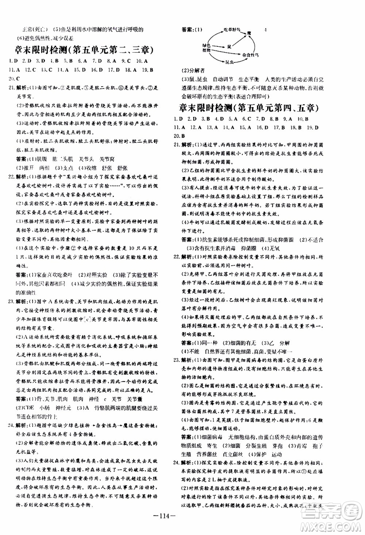 2020版導(dǎo)與練練案課時作業(yè)本八年級上冊生物人教版參考答案