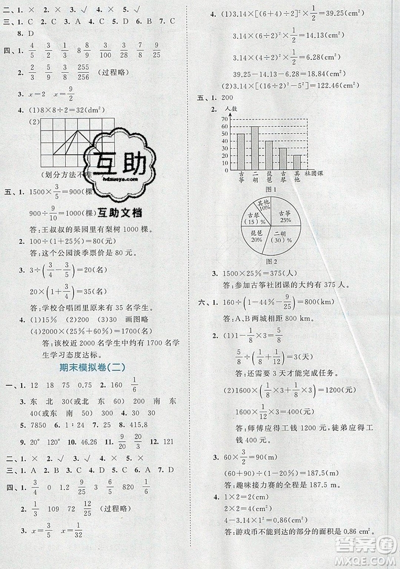 西安出版社小兒郎2019曲一線53全優(yōu)卷小學(xué)數(shù)學(xué)六年級(jí)上冊(cè)人教RJ版答案