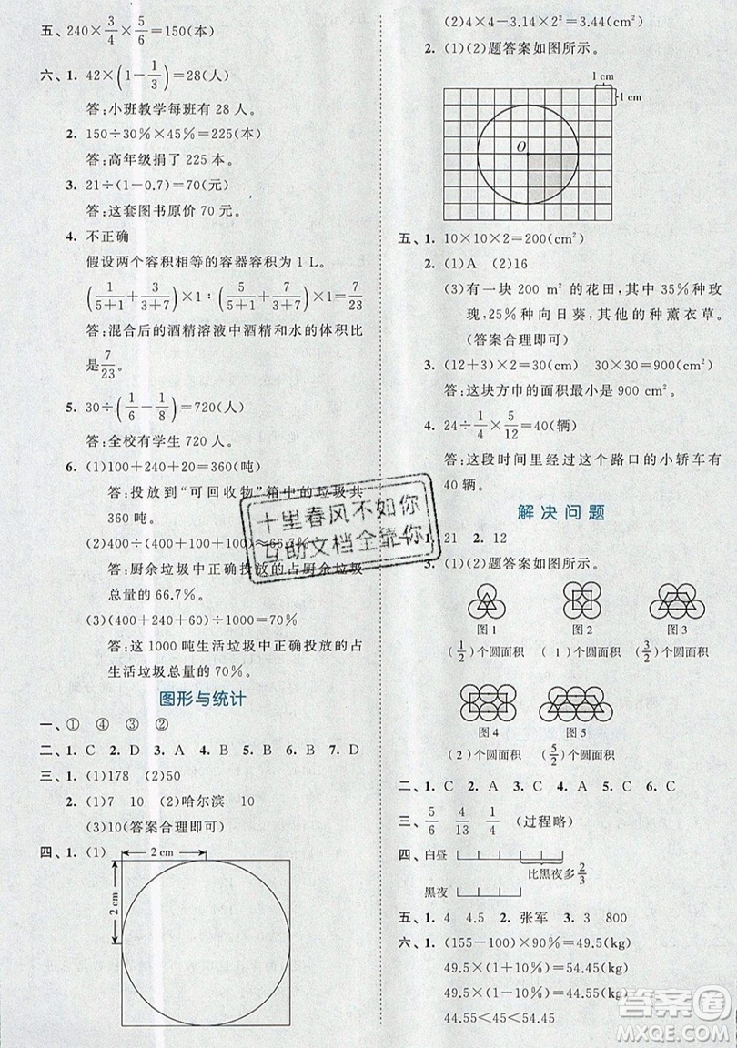 西安出版社小兒郎2019曲一線53全優(yōu)卷小學數(shù)學六年級上冊北師大BSD版答案