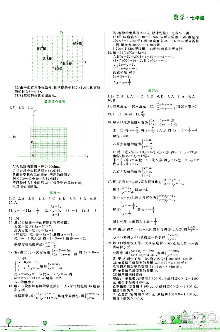 陳一鵬主編2019暑假活動實踐與思考資源包七年級數(shù)學答案