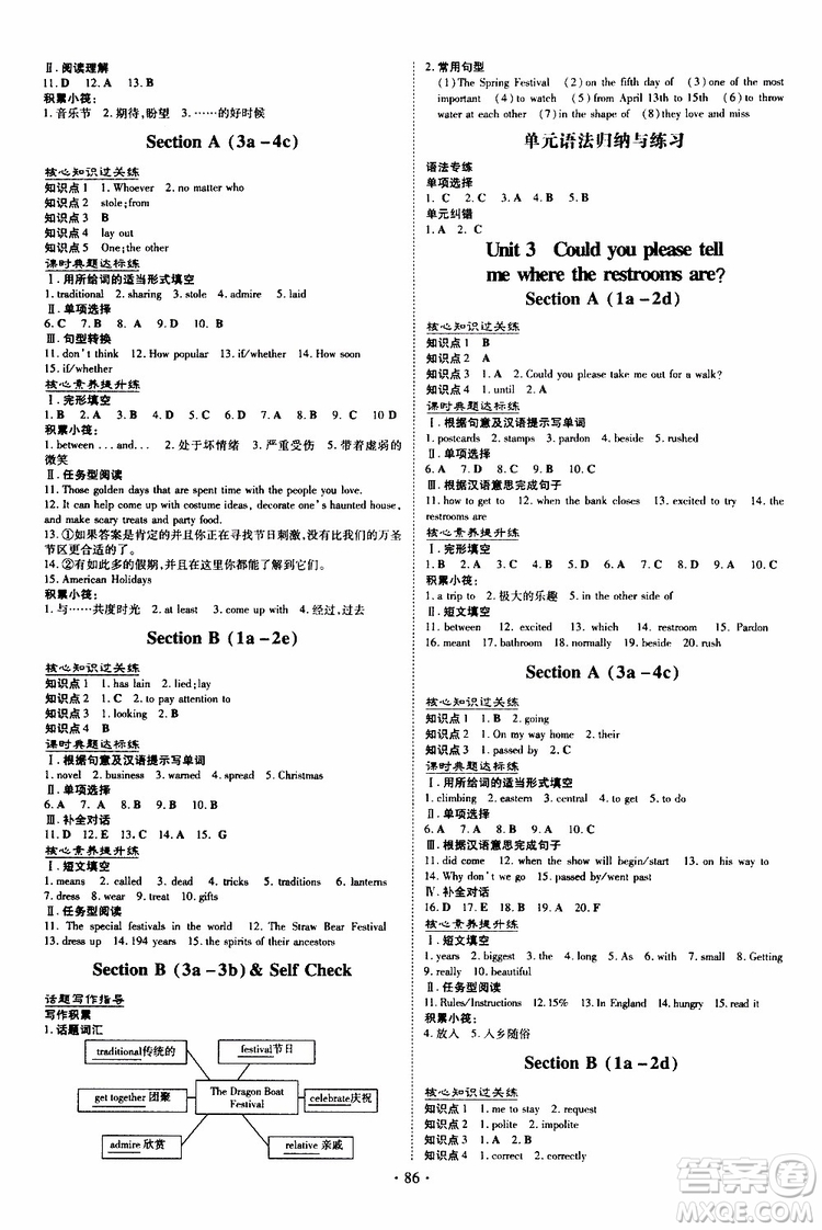 導(dǎo)與練2020版英語練案課時(shí)作業(yè)本九年級(jí)上冊(cè)人教版參考答案