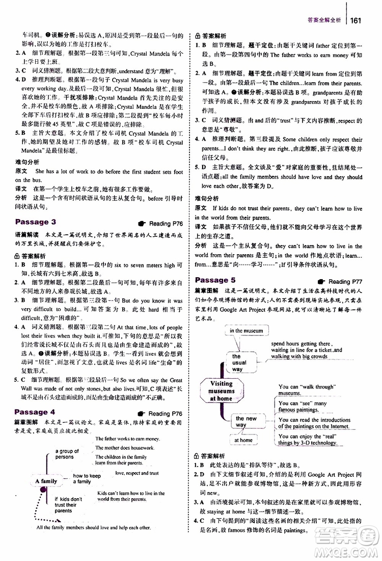 曲一線2020版53英語七年級通用版英語完形填空與閱讀理解150+50篇參考答案