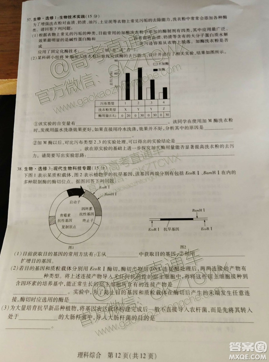 天一大聯(lián)考頂尖計(jì)劃2020屆高中畢業(yè)班第一次考試文理綜試題及答案