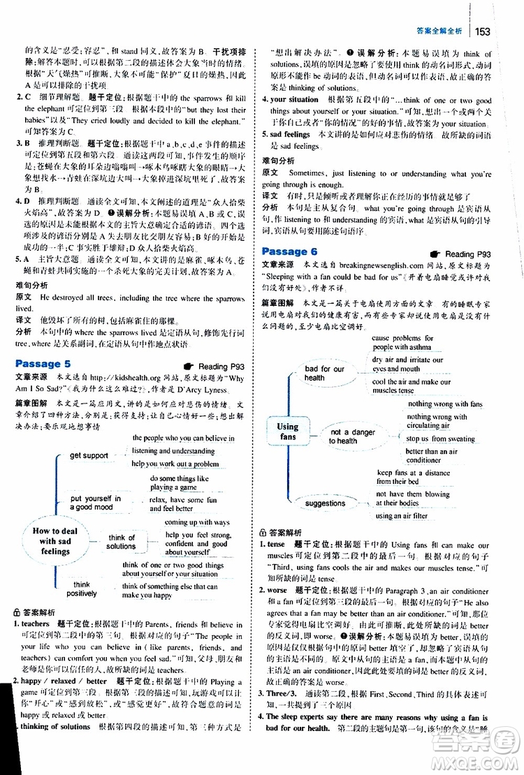 曲一線2020版53英語(yǔ)九年級(jí)加中考英語(yǔ)閱讀理解通用版參考答案