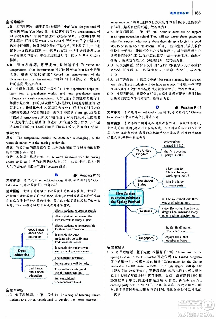 曲一線2020版53英語(yǔ)九年級(jí)加中考英語(yǔ)閱讀理解通用版參考答案