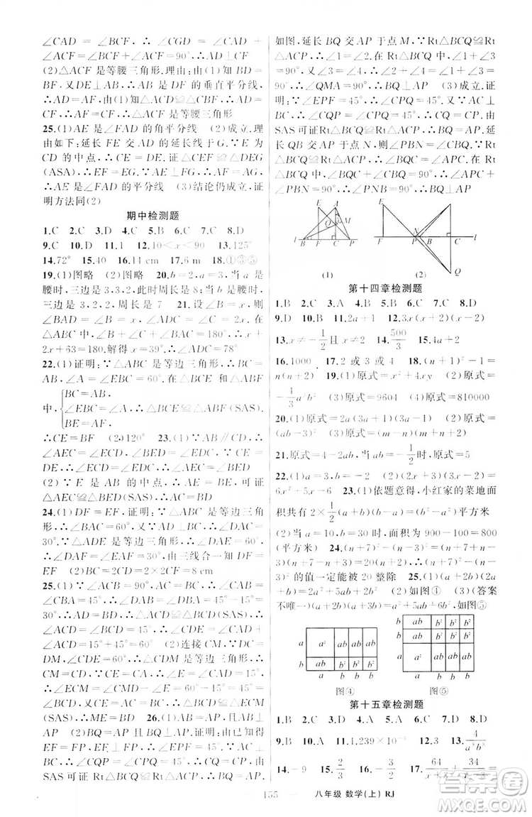 云南美術(shù)出版社2019學(xué)生課程精巧訓(xùn)練八年級(jí)數(shù)學(xué)上冊(cè)人教版答案