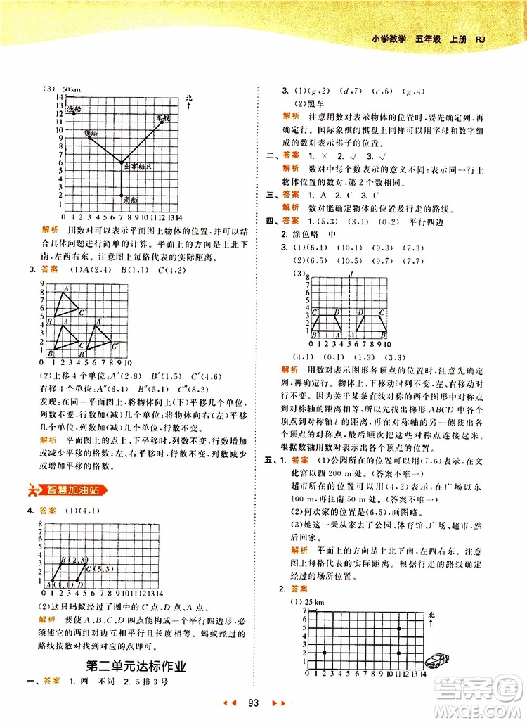 2019秋小兒郎53天天練五年級數(shù)學上冊RJ人教版參考答案