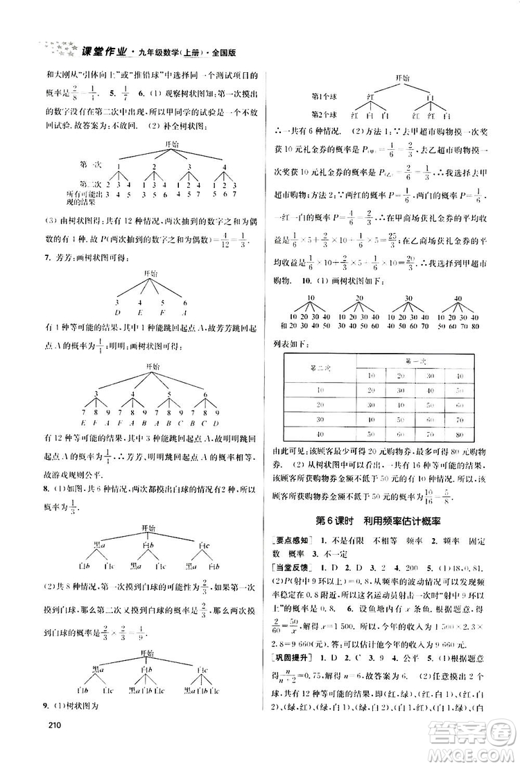 南京大學(xué)出版社2019金3練課堂作業(yè)實(shí)驗(yàn)提高訓(xùn)練九年級(jí)數(shù)學(xué)上冊(cè)新課標(biāo)全國(guó)版答案