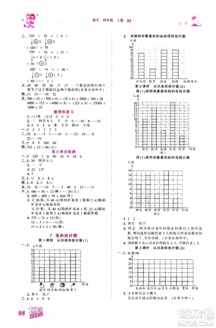 2019秋王朝霞創(chuàng)維新課堂小學(xué)四年級(jí)上冊(cè)數(shù)學(xué)RJ人教版參考答案