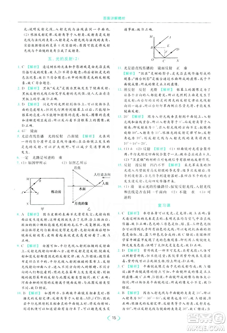 云南美術(shù)出版社2019亮點(diǎn)給力提優(yōu)課時(shí)作業(yè)本8年級(jí)物理上冊(cè)蘇科版答案