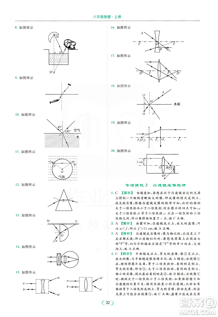 云南美術(shù)出版社2019亮點(diǎn)給力提優(yōu)課時(shí)作業(yè)本8年級(jí)物理上冊(cè)蘇科版答案