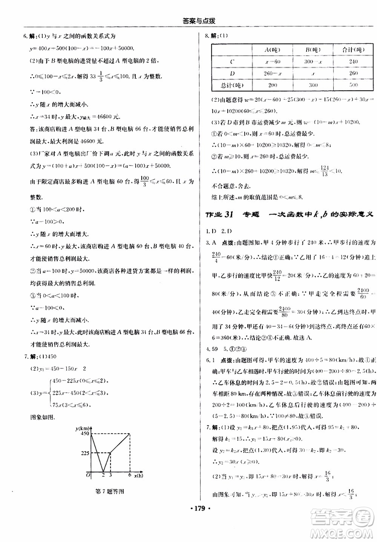 龍門書局2019秋啟東中學(xué)作業(yè)本數(shù)學(xué)八年級上冊BS北師版參考答案