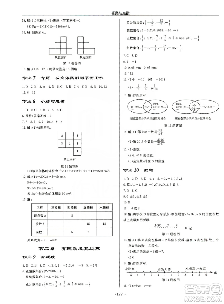 龍門書局2019啟東中學(xué)作業(yè)本七年級(jí)數(shù)學(xué)上冊(cè)北師大BS版答案