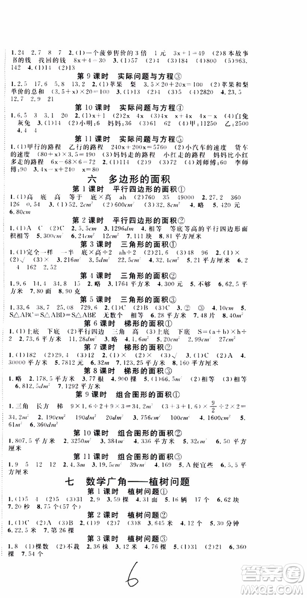 2019年學(xué)生課程精巧訓(xùn)練原創(chuàng)新課堂學(xué)練測(cè)數(shù)學(xué)五年級(jí)上冊(cè)RJ人教版參考答案