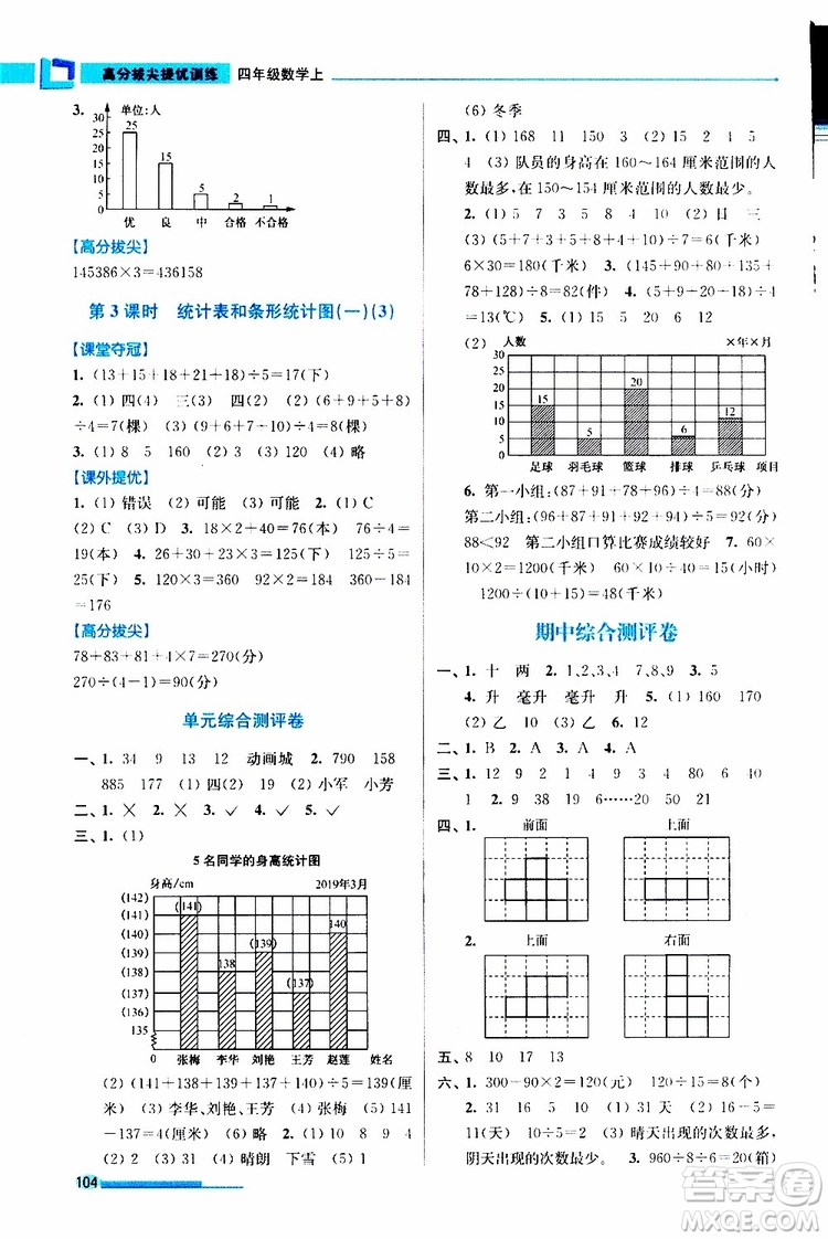 超能學(xué)典2019秋高分拔尖提優(yōu)訓(xùn)練四年級(jí)數(shù)學(xué)上冊(cè)江蘇版參考答案