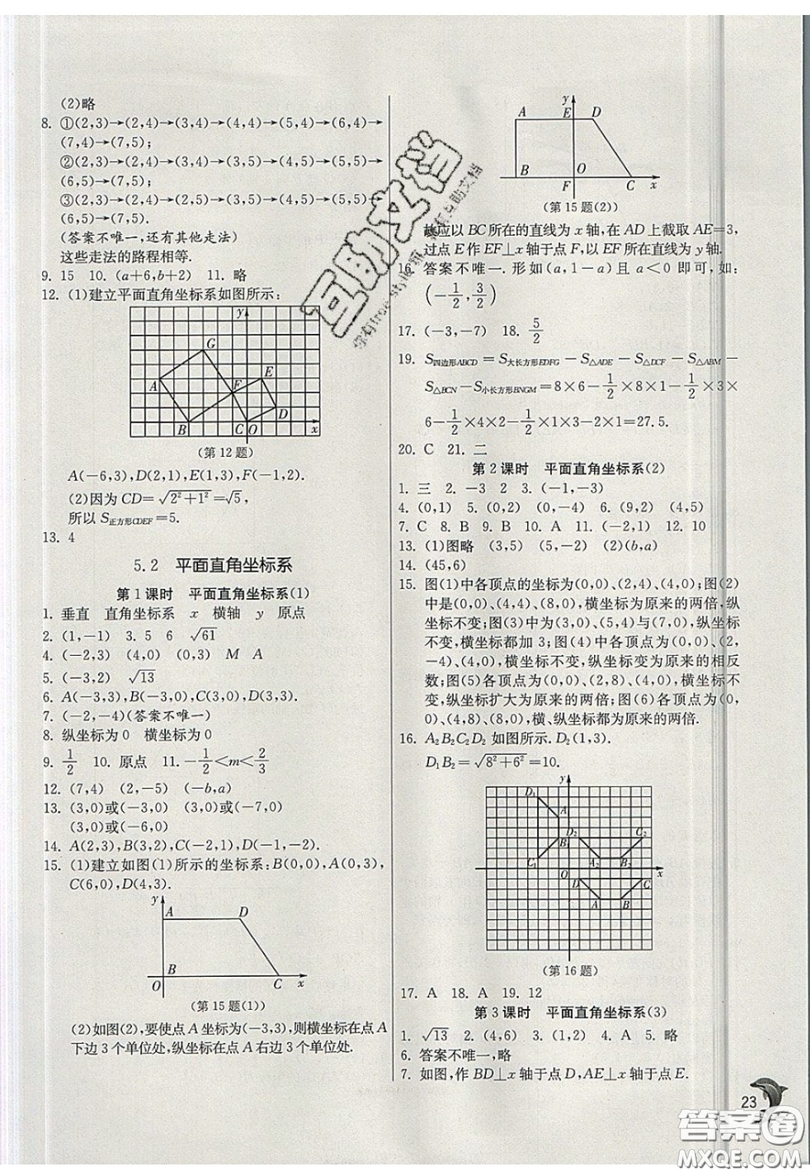 江蘇人民出版社春雨教育2019秋實(shí)驗(yàn)班提優(yōu)訓(xùn)練八年級(jí)數(shù)學(xué)上冊(cè)JSKJ蘇科版參考答案