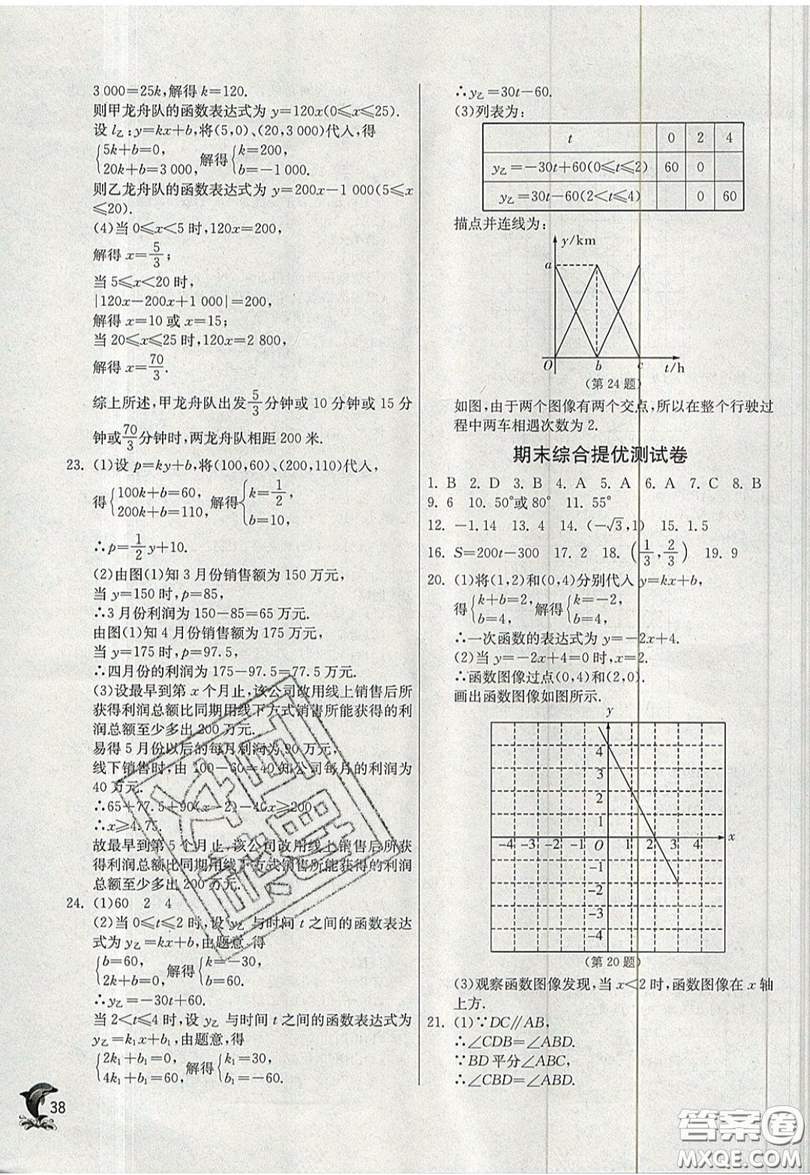 江蘇人民出版社春雨教育2019秋實(shí)驗(yàn)班提優(yōu)訓(xùn)練八年級(jí)數(shù)學(xué)上冊(cè)JSKJ蘇科版參考答案