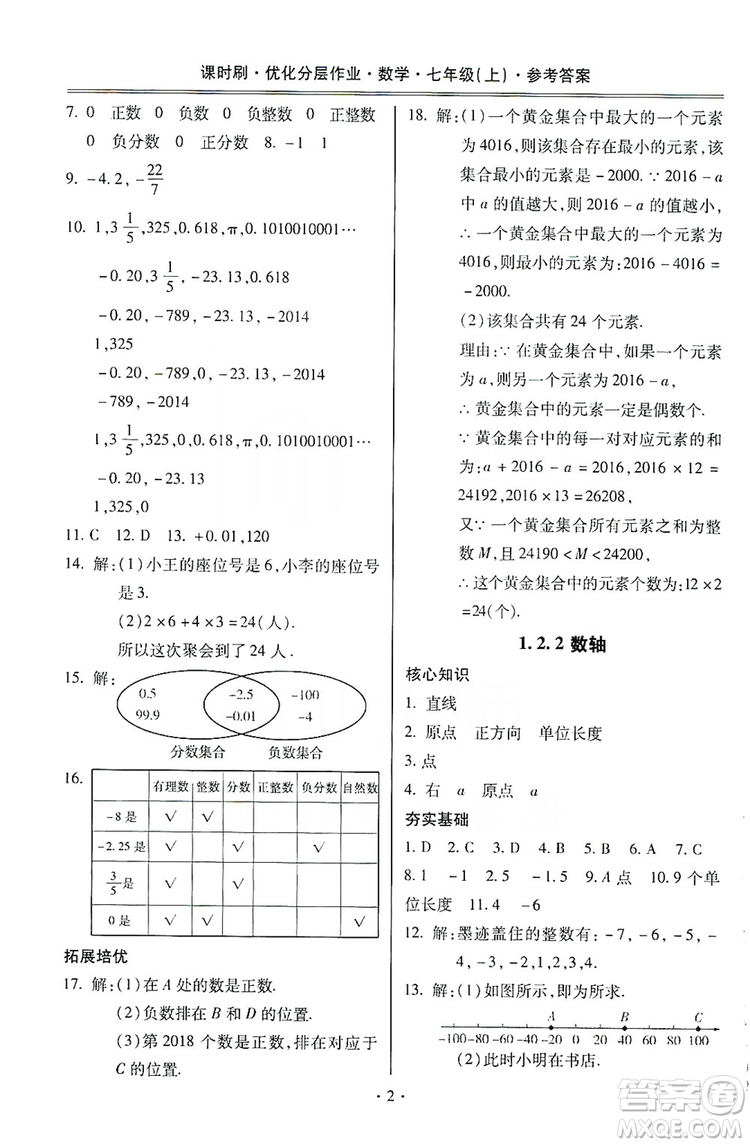 馳逐文化2019課時刷優(yōu)化分層作業(yè)7年級數(shù)學上冊答案