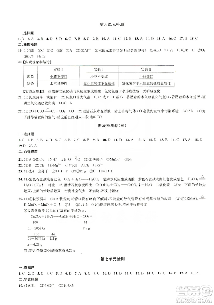 2019金鑰匙沖刺名校大試卷9年級化學(xué)上冊國標(biāo)全國版答案