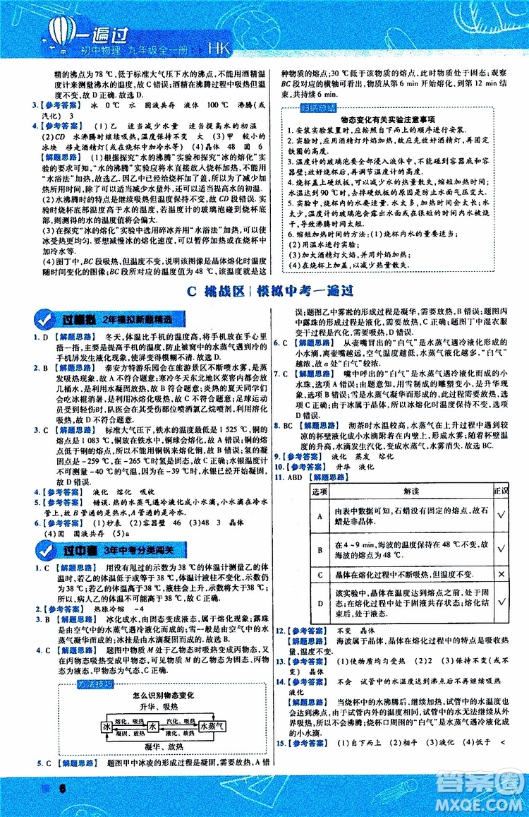 2020版一遍過(guò)九年級(jí)全一冊(cè)物理HK滬科版參考答案