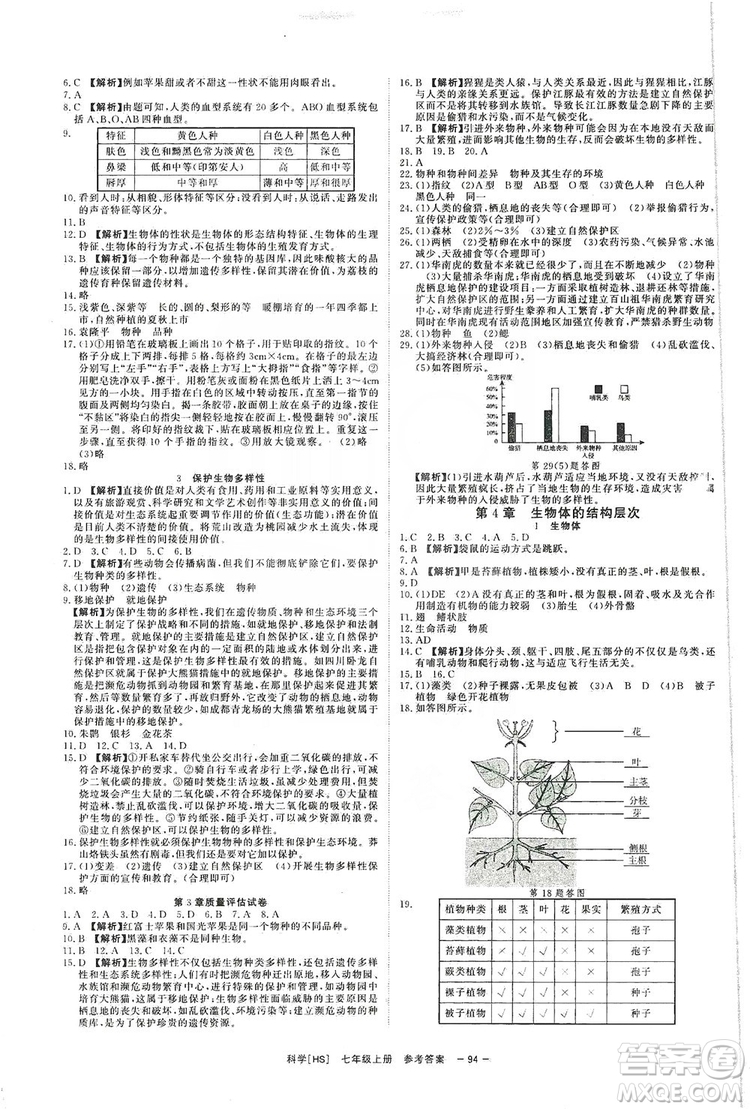 光明日?qǐng)?bào)出版社2019全效學(xué)習(xí)課時(shí)提優(yōu)7年級(jí)科學(xué)上冊(cè)華師B版答案