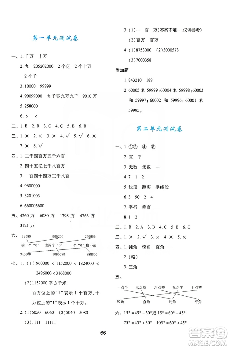 陜西人民教育出版社2019新課程學(xué)習(xí)與評價四年級數(shù)學(xué)上冊C版答案