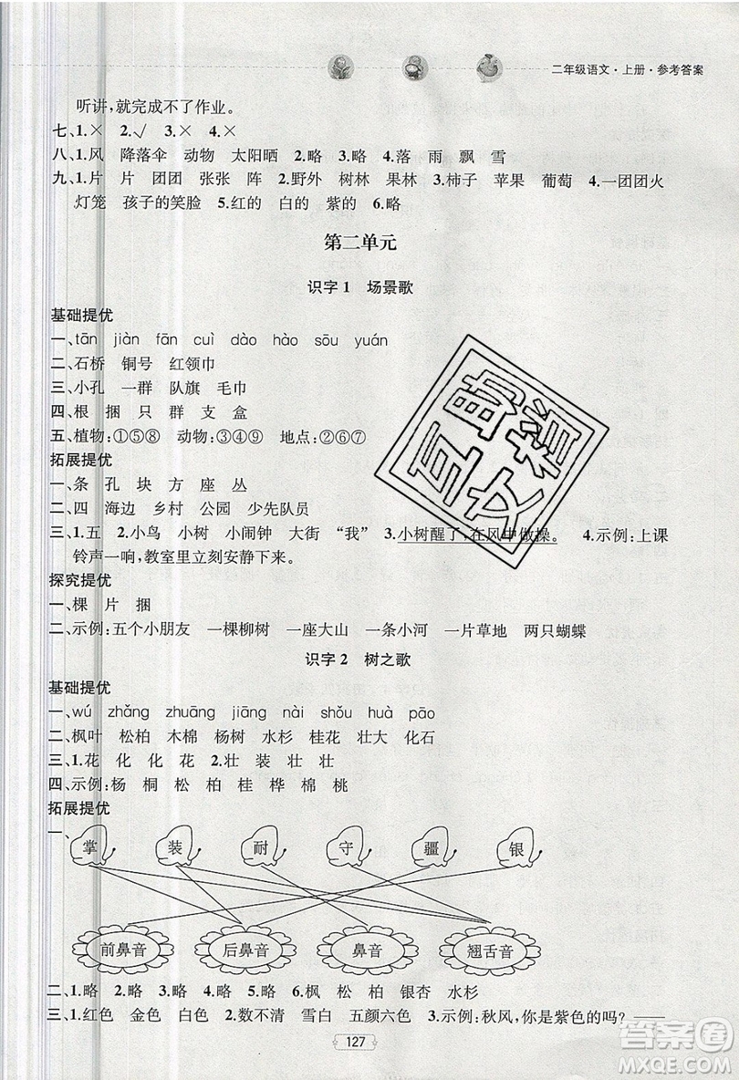 南京大學(xué)出版社金鑰匙2019提優(yōu)訓(xùn)練課課練二年級(jí)上冊(cè)語文參考答案