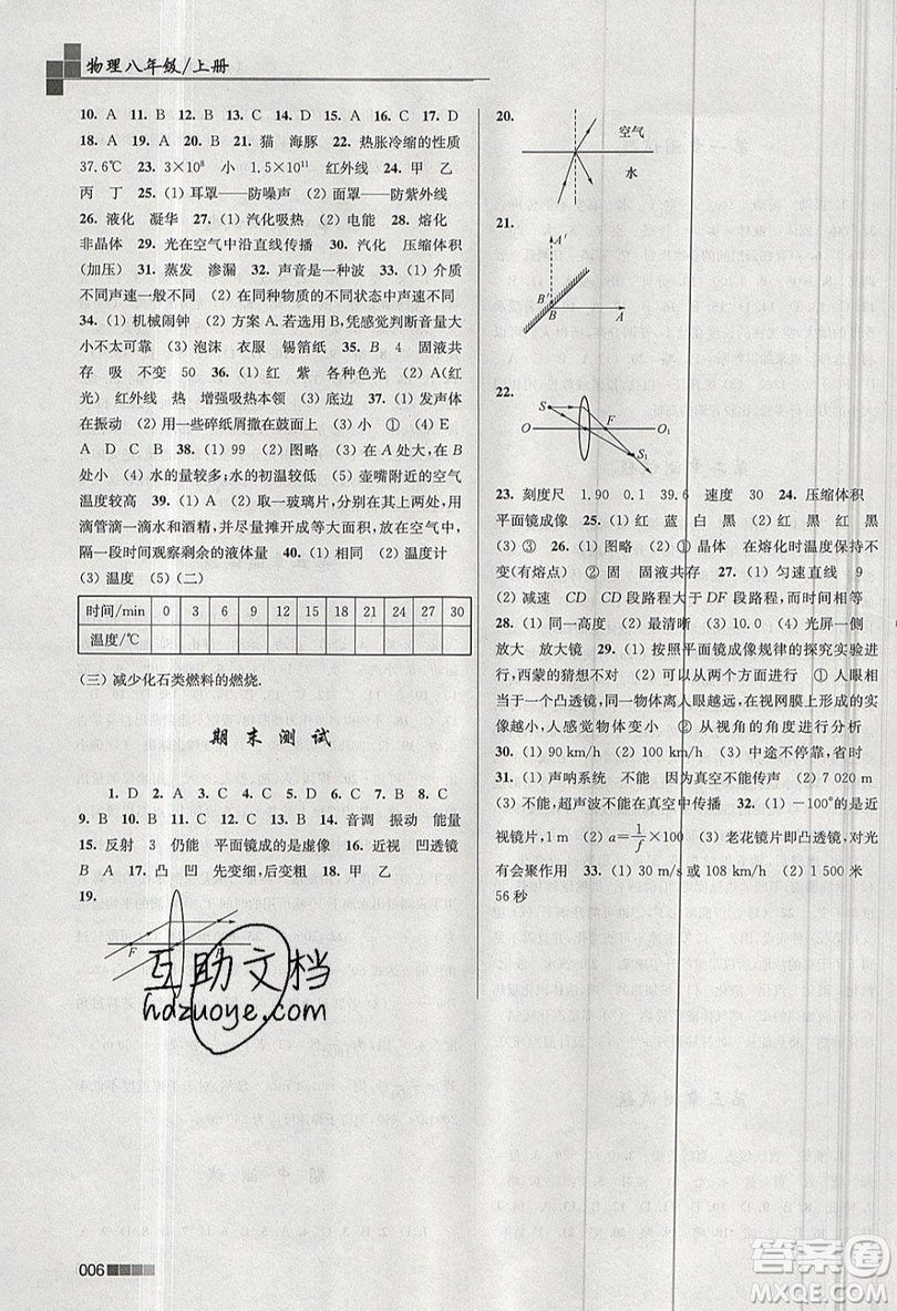 東南大學(xué)出版社2019新版金3練物理八年級(jí)上冊(cè)全國(guó)版參考答案